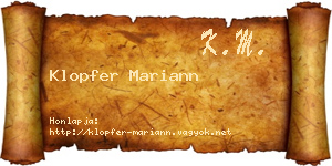 Klopfer Mariann névjegykártya