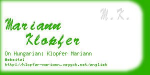mariann klopfer business card